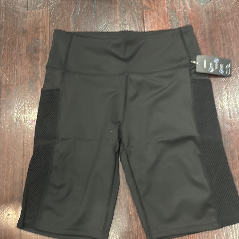 Black Bike Shorts with Moisture Wicking Fabric and Wide Waistband